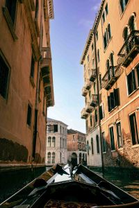 Venetian canal with Point of View gondola - Italy travel photography by Federico Trujillo - digital copy for printing